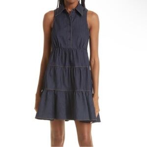 NWT Cinq a Sept Denim Bennett Tiered Mini Dress - Sz 0